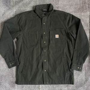 Men's Carhartt Gravel Gray Rugged Flex Rigby Fleece Lined L/S Shirt Jacket Sz M